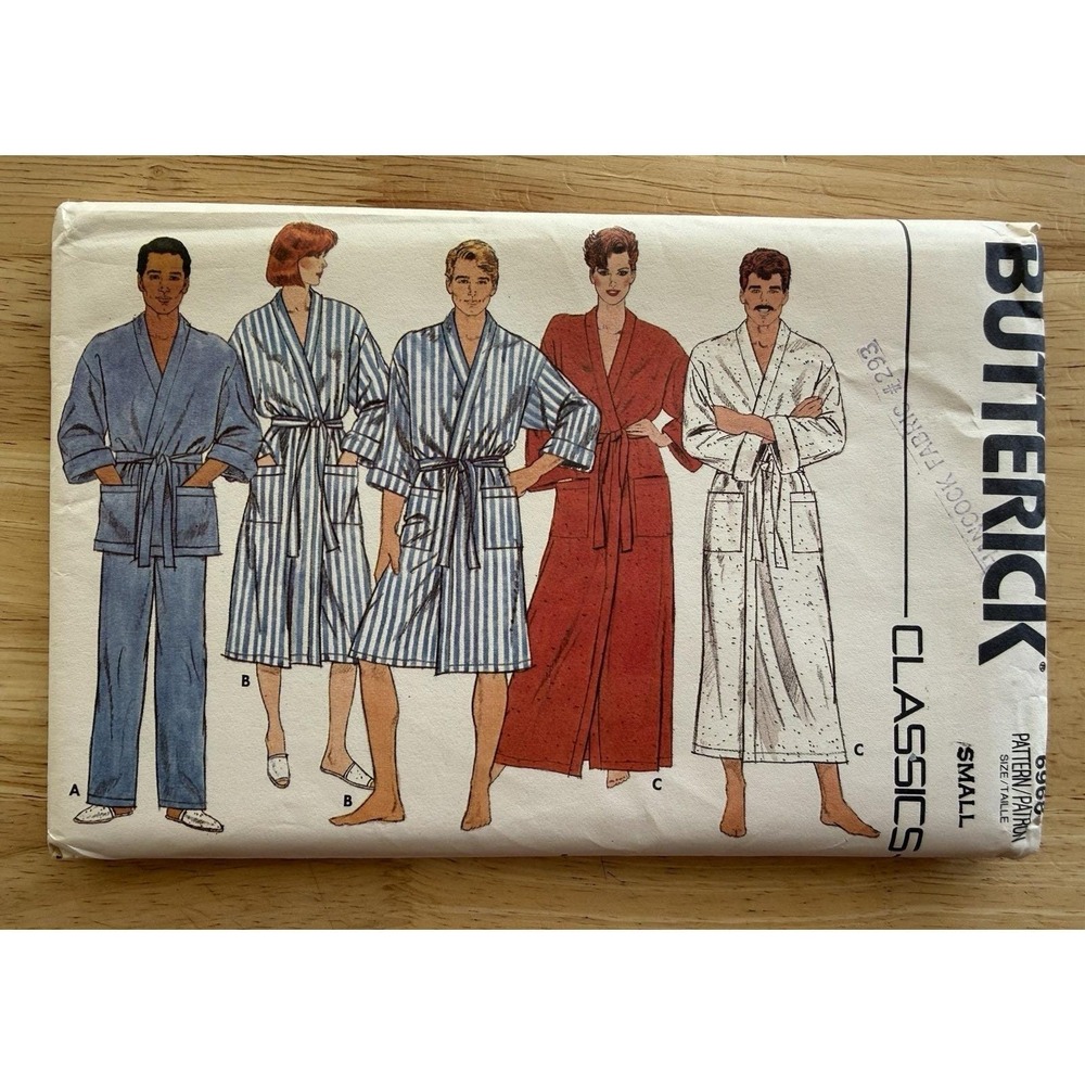 Butterick Classics‎ Pattern 6968 Unisex Robe & Pants Size Small Uncut FF